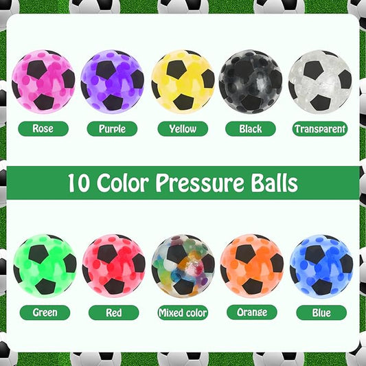20 Pack Mini Stress Balls Set Fidget Toys for Adults, Colorful Soccer Squishy Squeeze Stress Relief Ball, Party Favors Bags Gifts