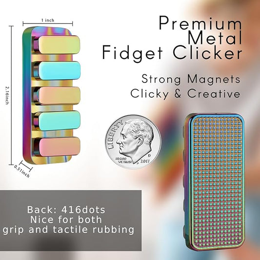 Fidget Toys for Adults - Creative Magnetic Haptic Fidget Clicker with 3 Noise Levels Loud-Quiet EDC Fidgette Toys Adults Office Class Fidget Toys Relief Stress and Anxiety ADHD Approved (Rainbow)