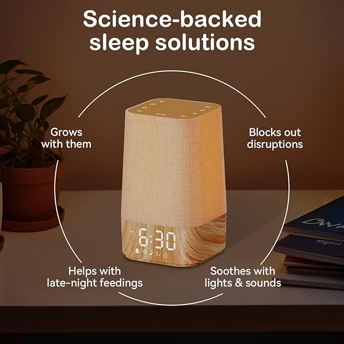 Sunrise Alarm Clock: with Noise Machine, Digital Alarm Clock for Bedrooms, Nature Sounds for Gentle Wake Up, 30 Sleep Sounds, Adjustable Brightness & Volume, Timer - Wood Grain