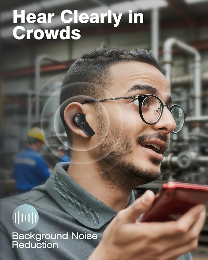 29dB SNR Wireless Earbuds Bluetooth 5.4, 70H Playtime Military IPX6 Waterproof Headphones, 66ft Range Sport Earphones for Construction Running Gym