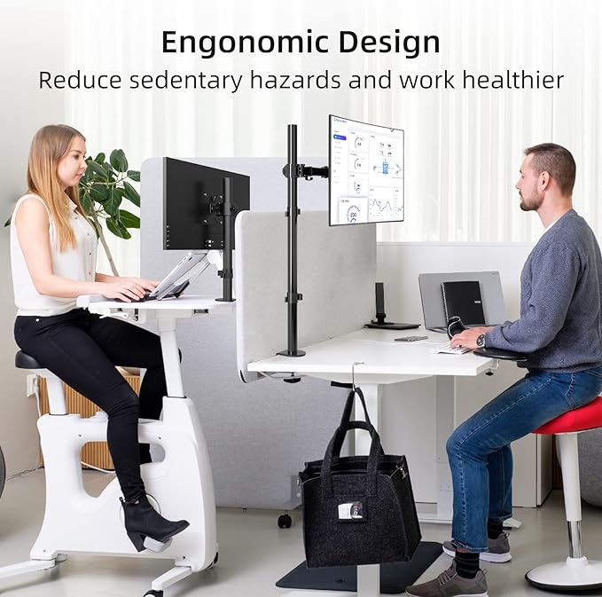 Suptek Single Monitor Arm Desk Mount Fully Adjustable Monitor Stand for 1 / One Screen up to 32 inch Extra Tall 31.5 inch Pole,Black (MD6821)