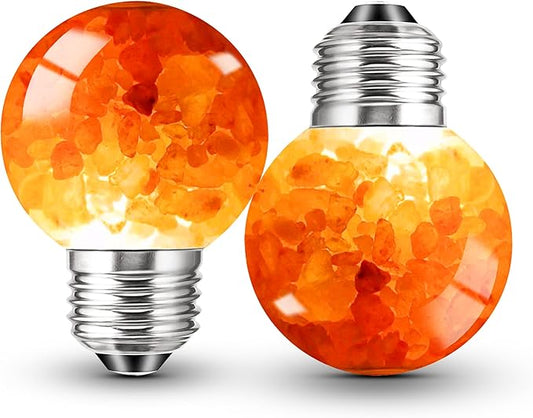 Himalayan Salt Lamp LED Light Bulbs, E26 2200K Warm Amber Pink, 3W Mood Lighting Night Light, E26 G45 Salt Rock Stress Relief Bulbs for Bedroom, Decor, Sleep Light, Non-Dimmable, 2pack