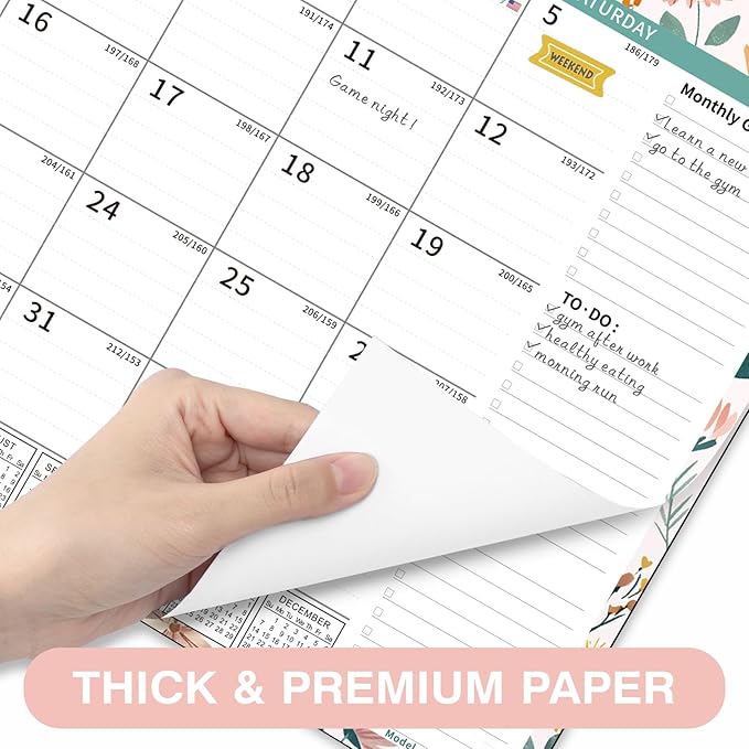 Ospelelf Desk Calendar 2025-2026, Magnetic Fridge Wall Calendar, 18 Month Monthly Large Calendar Planner with Plastic Cover 17" X 12", July 2025 to December 2026 Ditsy Floral