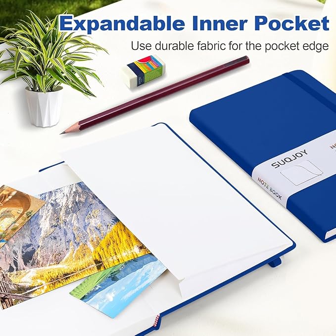 Lined Journal Notebooks, 4 Pack 160 Pages, 5.5x 8.2-Inch Journals for Women Men, Hardcover Notebook with 100 gsm Thick Paper, A5 Size College Ruled Notebook for Writing/Travel/Work (Blue, 6 Pack)