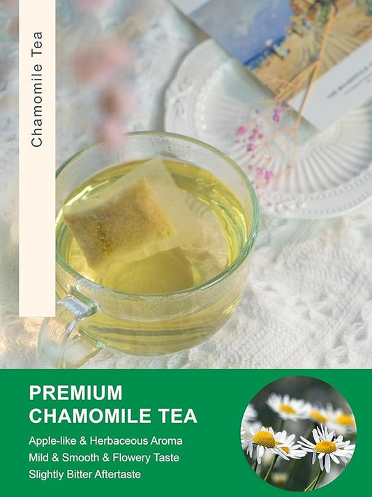 TeeLux Chamomile Tea Bags, 1g/bag, Natural Chamomile Flowers Tea, Mild & Smooth Taste, Caffeine Free, 100 Count