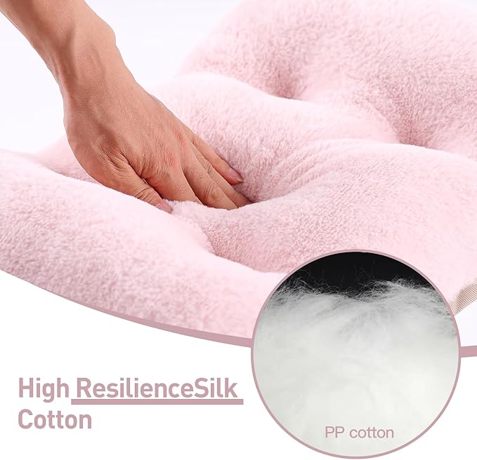 LITA Folding Footrest Stool, Portable Ottoman Foot Rest, Upholstered Small Foldable Ottoman Stool with Detachable Thick Cotton Cushion Padded Sofa Stool for Living Room, Bedroom, Plush Pink