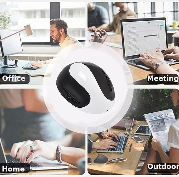 CHUYI Left-Handed Mouse, Ergonomic Vertical Rechargeable Wireless Mouse, 6 Buttons, Optical and Portable Wireless Office Mice with USB Receiver for PC Computer Laptop (Black & White)