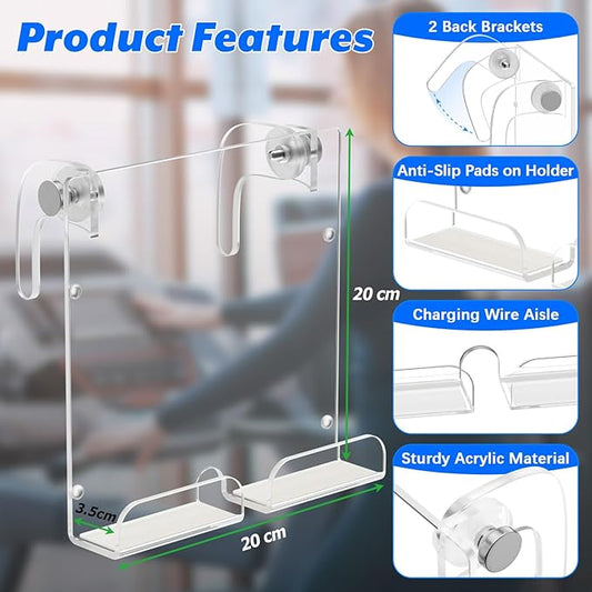 Cosmos Treadmill Tablet Holder & Phone Stand Compatible with Peloton Bike, Treadmill Acrylic Tablet Reading Rack for iPad, Gym Exercise Bike & A5 Book Holder, Adjustable Clamps with Anti-Slip Pads