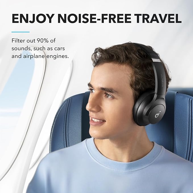 Soundcore by Anker Q20i Hybrid Active Noise Cancelling Headphones, Wireless Over-Ear Bluetooth, 40H Long ANC Playtime, Hi-Res Audio, Big Bass, Customize via an App, Transparency Mode