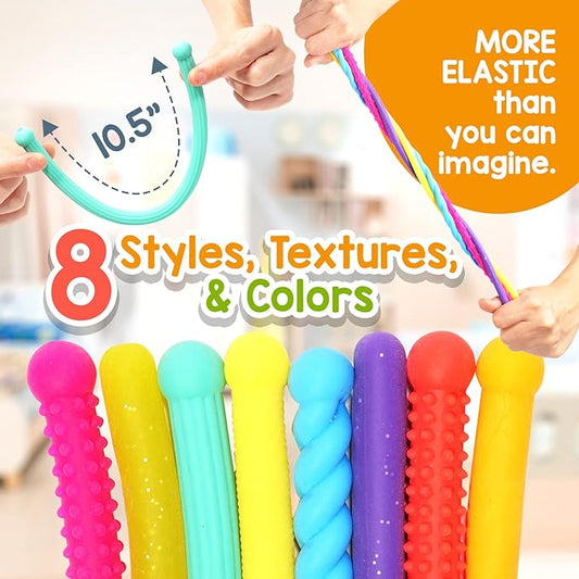 Sensory Autism Toys for Kids - Textured Stretchy Fidget Toys for Stress Anxiety - Sensory Toys Special Needs for Autistic Children Toddlers Boys Girls Stocking Stuffers Gifts, Treasure Box Classroom