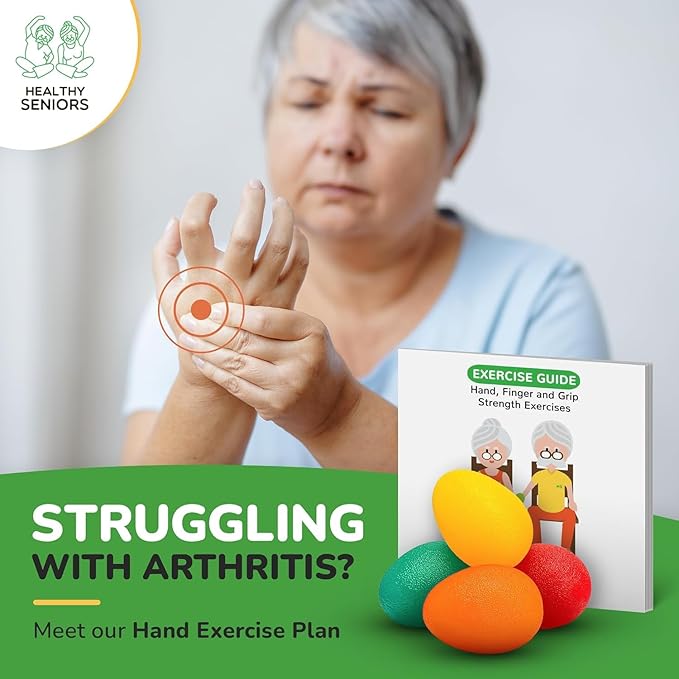 Squeeze Balls for Hand Therapy - Set of 4-Hand Exercise Balls for Arthritis & Carpal Tunnel - Stress Ball for Adults Therapy with Printed Guide Book and Videos