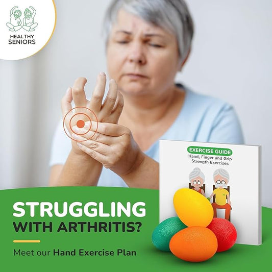 Squeeze Balls for Hand Therapy - Set of 4-Hand Exercise Balls for Arthritis & Carpal Tunnel - Stress Ball for Adults Therapy with Printed Guide Book and Videos