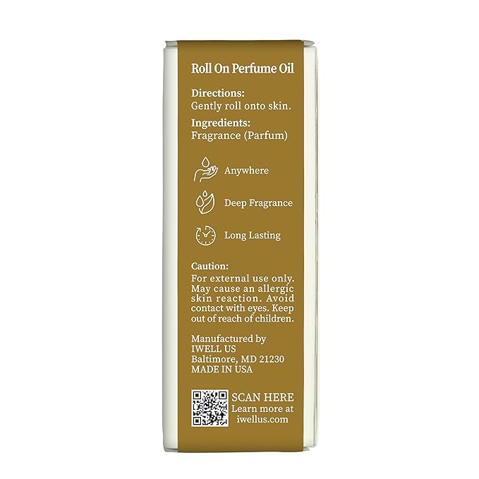 Well's Oil Roll-On Perfume Oil (Gold Goddess) | Champagne & Sweet Notes | Long-Lasting | Paraben-Free | 0.33 Fl Oz / 10 ml