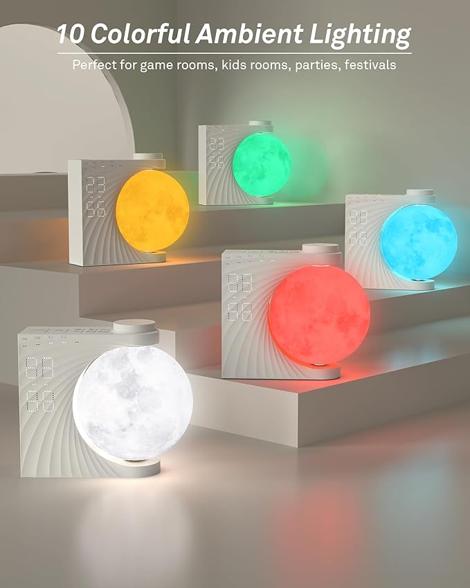 AIRIVO Sunrise Alarm Clock for Bedrooms, Moon Night Light Clock Wake Up Light for Kids Teens,White Noise Sound Machine,15 Sounds Dual Alarms for Heavy Sleepers, Cute Alarm Clock for Preppy Room Decor