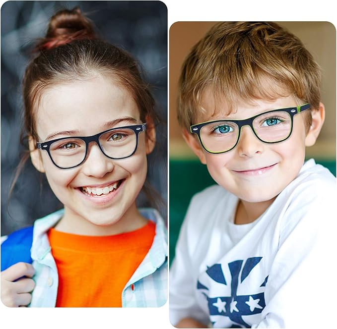 ALWAYSUV Blue Light Glasses For Kids Computer Gaming Blocking Glasses Anti-Radiation UV 400 Protection Eyewear 3-12 Age (Blue+Purple)
