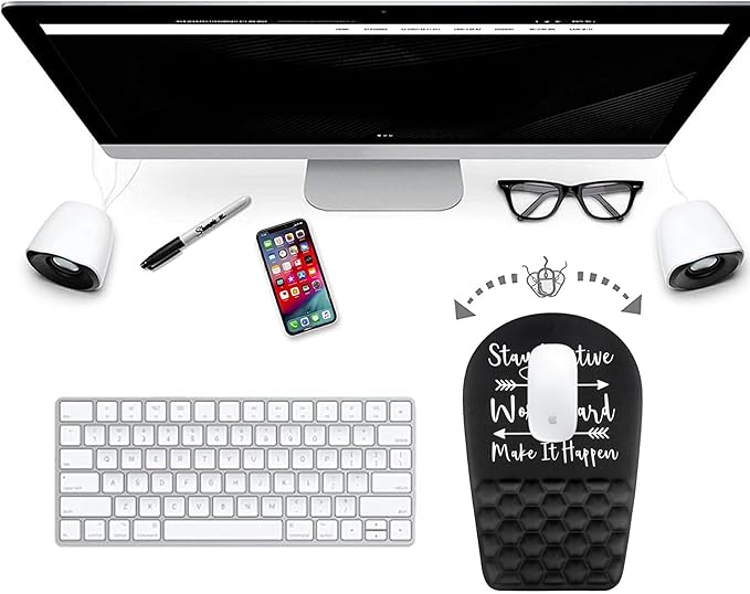 Ergonomic Mouse Pad Wrist Support,Upgrade Mousepad with Massage Design,Non-Slip PU Base Desktop Mouse Pads for Pain Relief, Computer, Office & Home,12 x 8 in(F-Inspirational Quote)