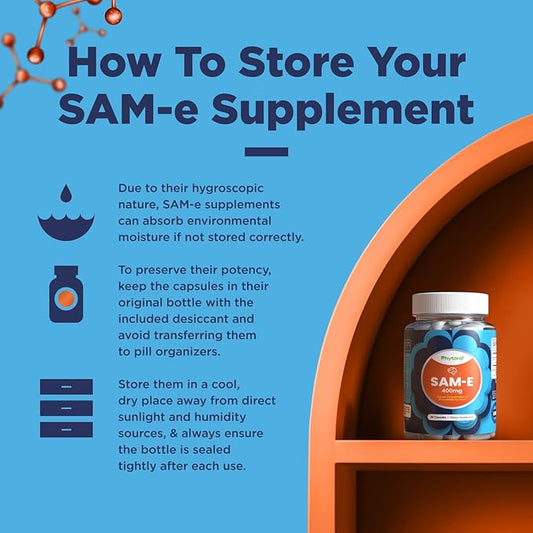 Pure SAM E Supplement 400mg - Nootropic SAM E 400mg Per Serving for Memory & Brain Support, Joint & Liver Health - Natural S-adenosylmethionine for Mood Balance - 90 Capsules