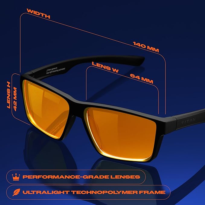 Titan Gaming Glasses, Anti Blue Light Glasses Men, UV400 Protection Blue Light Blocking Glasses for Computer Eye Strain