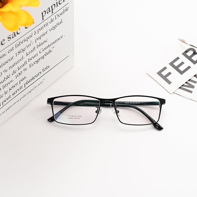 GUDVUE Blue Light Glasses for Men Rectangle Computer Glasses Gaming Eyeglasses, Gunmetal