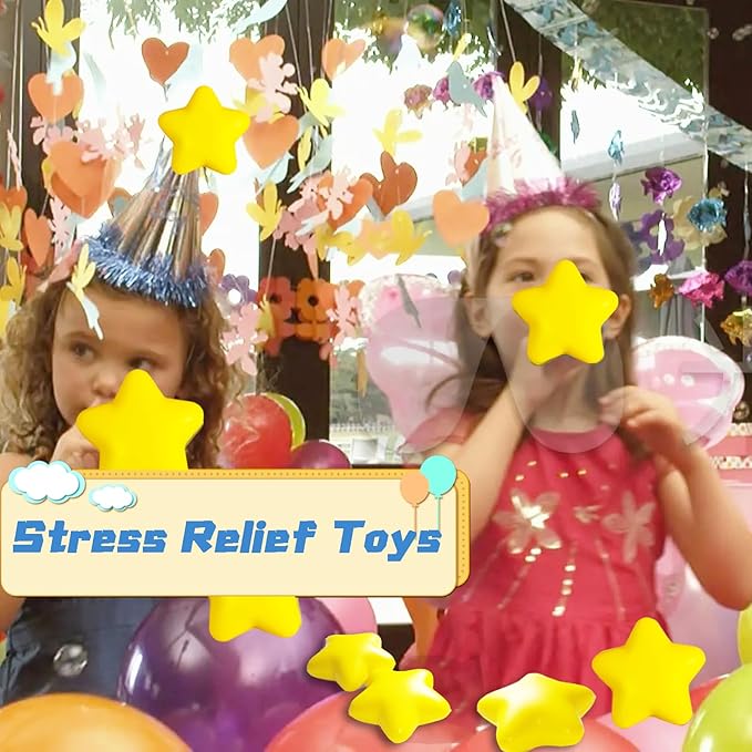 30pcs Star Squeeze Balls,Yellow Mini Star Stress Ball,2.16inch Foam Anxiety Relief Star Toys for School Reward,Carnival Prizes,Party Favors,Hand Exercise