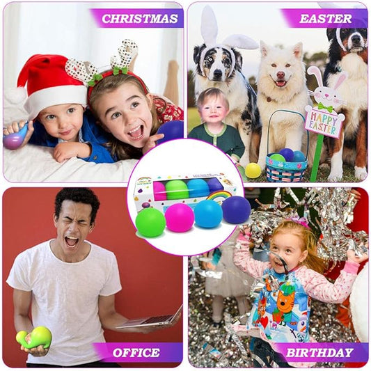 Color Changing Stress Balls, Sensory Squeeze Toys for Adults & Kids - Stress Relief Easter Stuffers - 4 Pack (Pink/Green/Blue/Purple)