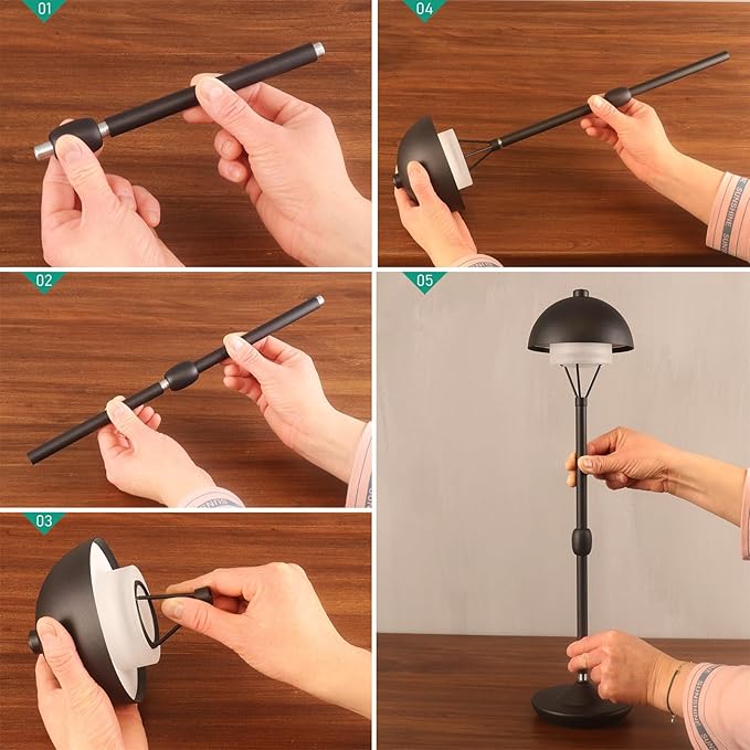 Modern Table Lamp Cordless Portable Desk Lamp, 2700K Stepless Dimming Rechargeable Battery Operated LED Lights for Bedroom, USB-C Charging, Restaurant/Bar/Night Light/Gifts (Sand Black)