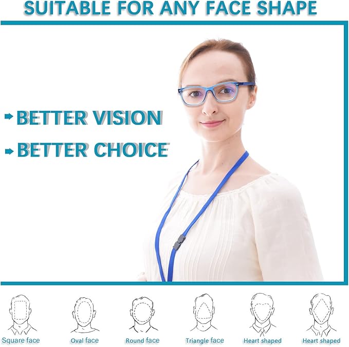 6 Pack Blue Light Blocking Reading Glasses for Women Adjustable Spring Hinge Lightweight Frame Computer Readers