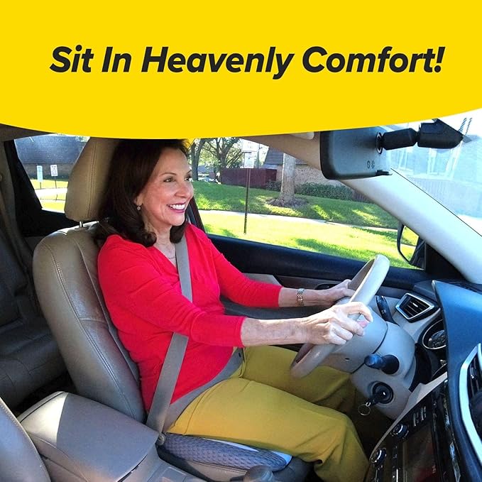 Auto Cushion with Memory Foam, AS SEEN ON Fox News, Advanced Lumbar Helps Relieve Pressure Points, Molds to Any Body, Drive in Heavenly Comfort in Any Vehicle, Breathable, Washable Cover