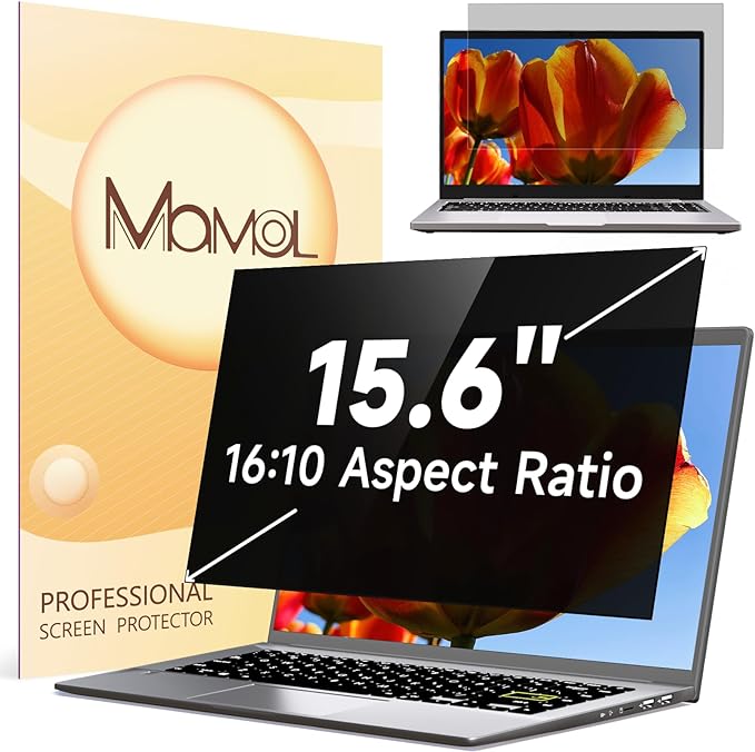 Laptop Privacy Screen 15.6 Inch Compatible with HP/ Dell/ Acer/ Samsung/Asus/ Lenovo/Toshiba, Removable 16:10 Aspect Privacy Filter Screen Protector for 15.6 Inch Laptop, Anti Glare Blue Light Laptop