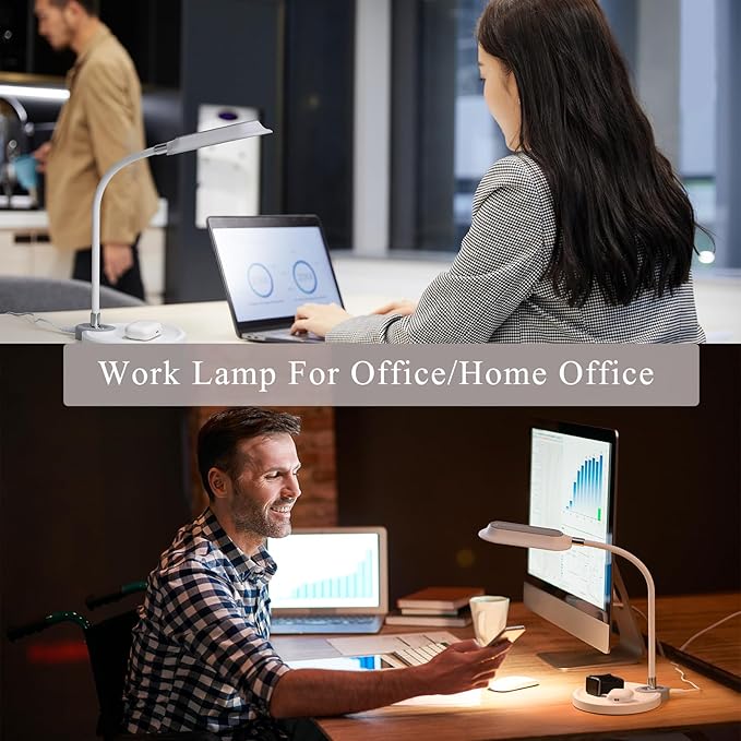 WILIT LED Desk Lamp, 800LM Bright Dimmable Table Lamp with 3 Color Modes, Bedside Lamp with Storage Base, Study Lamp with Adjustable Gooseneck, Reading Lamps for Home Office Dorm
