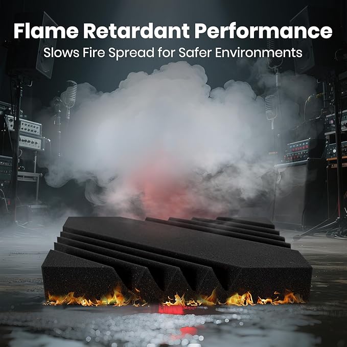 16 Pack DIY Creative Art Decor Acoustic Foam Panels 2" x 12" x 12" Sound Proof Foam Panels Soundproofing Noise Cancelling Wedge Panels with 90PCS Reusable Double-Side Adhesive Dots