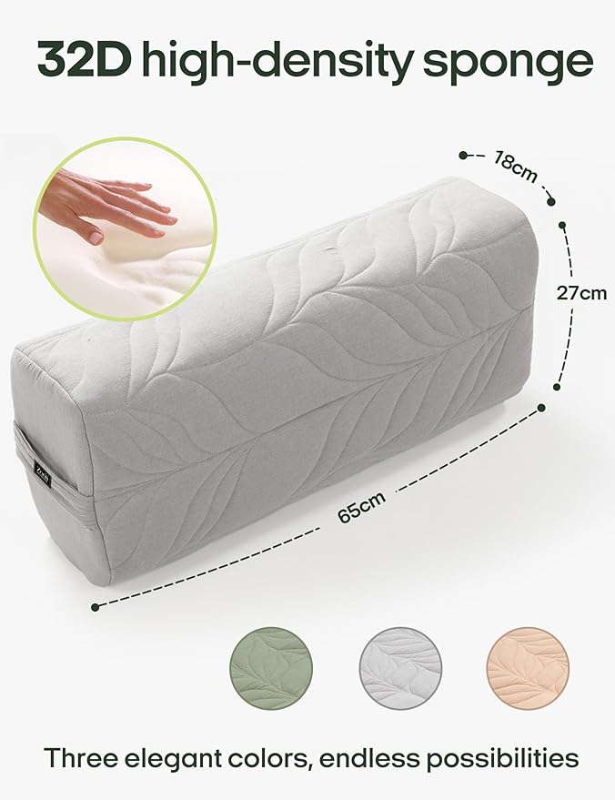 Zonli Yoga Bolster Pillow for Meditation & Restorative Yoga - Rectangular Support Cushion with Removable Cotton Cover & Carry Handle, 26"x11"x7"