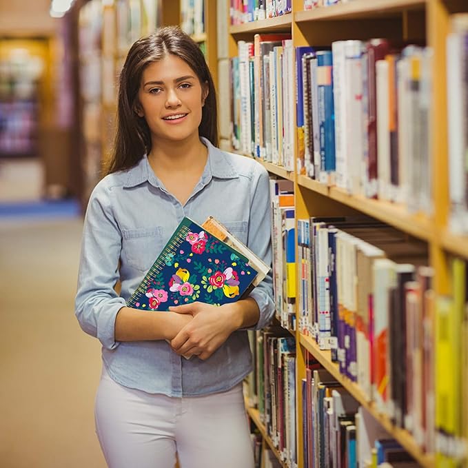 Blank Spiral Notebook, A5 Flower Unlined Journals Bulk, 100GSM Thick Paper Travel Journal Set, Hard Cover, Plain Wirebound Draw Sketchbook Planner, 75 Sheets per Book, 5.7x8.3 inch, 3 Pack