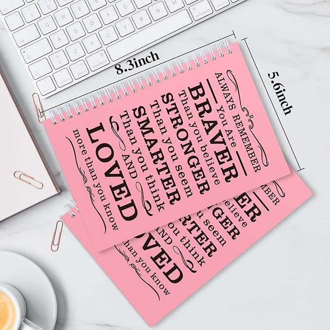 4Pcs A5 Spiral Notebook,Inspirational Journal,Motivational Journal for Women Men,100 Pages Lined Spiral Journal Notebook College Ruled Daily Diary for School,Travel,Business,Work (4Pcs Always-Pink)