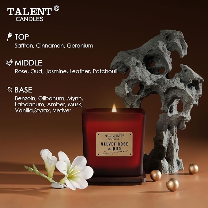 Scented Soy Candles, Deluxe Noble Aromatherapy Candles, Velvet Rose & Oud, Candles for Home Scented, 7.05oz