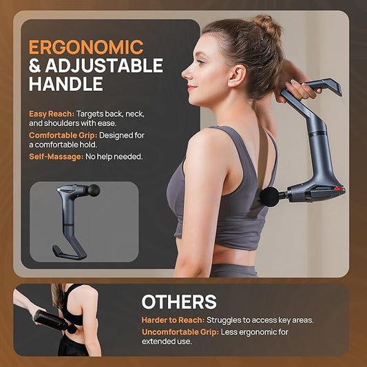 Massage Gun Deep Tissue with Muscle Massager Belt for Relaxation with Extended Handle 3-In-1 Back Massager for Pain Relief, 12 Speed Levels & 4 Replaceable Heads for Athletes, Gym Recovery and Seniors