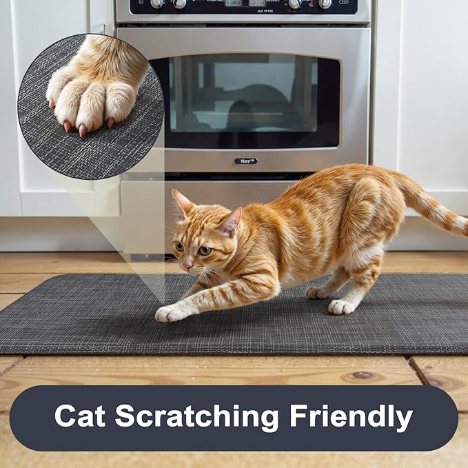 KIMODE Anti Fatigue Kitchen Mat 17.3"x29", Dark Blue Farmhouse Kitchen Floor Mats Non Slip, Textilene Kitchen Mat for Floor Non Slip, Memory Foam Standing Mat for Laundry Office Sink Desk