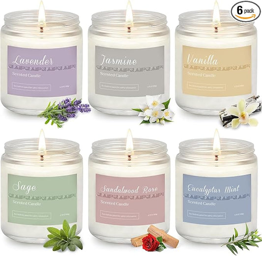 6 Pack Candles for Home Scented Aromatherapy Candles Gifts Set for Women, Lavender Candle, 37.8 oz 300 Hour Long Lasting Candles, Stocking Stuffers, Birthday, Valentine, Christmas, Anniversary Present