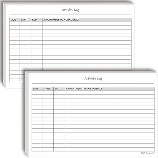 Activity Log Notepads(2 Pack, 50 Pages Each) Pad Planners to List a Task, Action or Contact. A Versatile Work Tool to Track Time & Office Productivity. 8.5 X 5.5, A5 Sheets. Made in the USA.