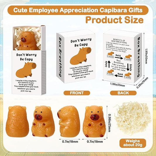 Wettarn 24 Sets Capybara Gifts Positive Stress Balls with Support Gift Boxes Inspirational Party Favors for Employee Coworker Friends Office Stress Relief Toys