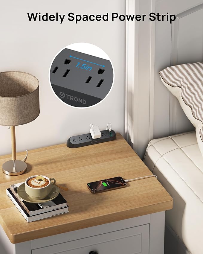 TROND Desk Clamp Power Strip USB C PD 20W- Surge Protector with 4 AC Outlets 4 USB Ports, Flat Plug 6ft Extension Cord, 1700J, ETL Listed, Fits 1.97 inch Tabletop Edge, for Home Office, Black