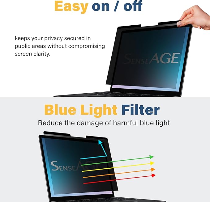 SenseAGE Magnetic Privacy Screen Protector for Surface Laptop 15 inch (6/5/4/3/2/1), Removable Anti-Glare Blue Light Filter, Compatible with Surface Laptop 15"