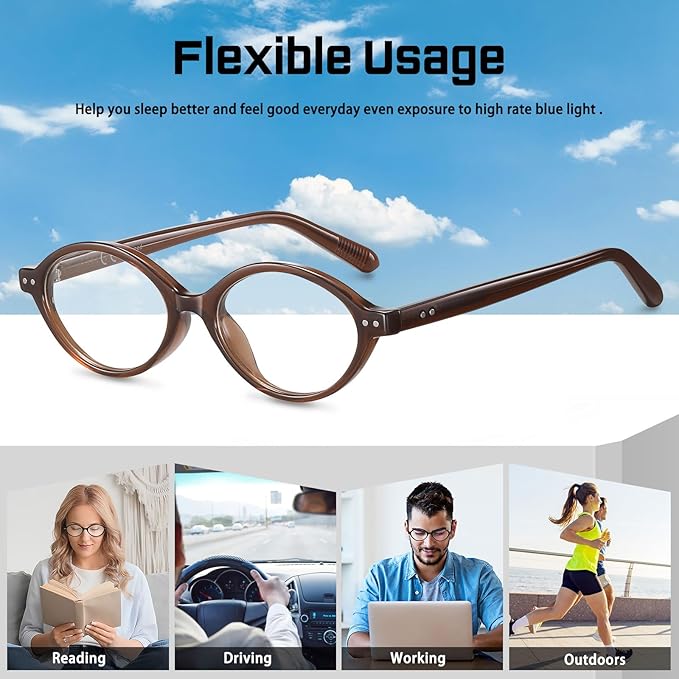 HAOLOTA Blue Light Blocking Glasses Women, Trendy Round Anti Eyestrain UV Glare TV Phone Computer Gaming Eyeglasses