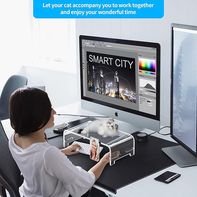 Acrylic Monitor Stand Riser Desk Shelf 2 Tier, 5 Inches High, Laptop Stand for Desk Clear Computer Desk Organizer Shelf for PC/Printer Storage Laptop Desktop Stand Organization