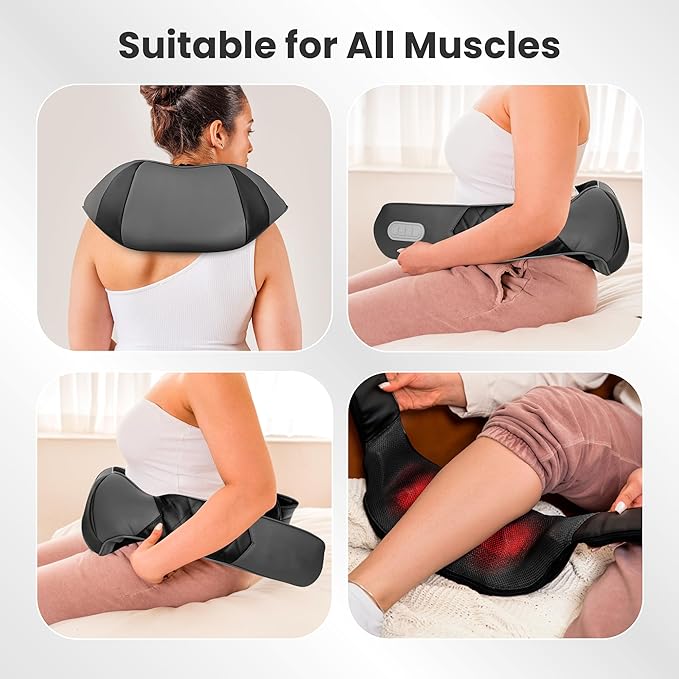 COMFIER Shiatsu Neck Shoulder Massager, Back Massager with Heat,Gifts for Mom Dad Deep Tissue 4D Kneading Massage Pillow with Portable Storage Bag, Home, Office and Car Use