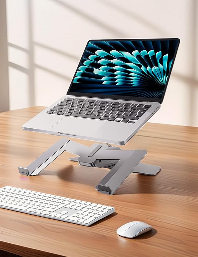 Vaydeer Laptop Stand for Desk, Metal Dual-Mode Design for Desk & Vertical Use, Adjustable Laptop Holder Space Saving Supports MacBook, Chromebook, Surface, Dell (Gunmetal)
