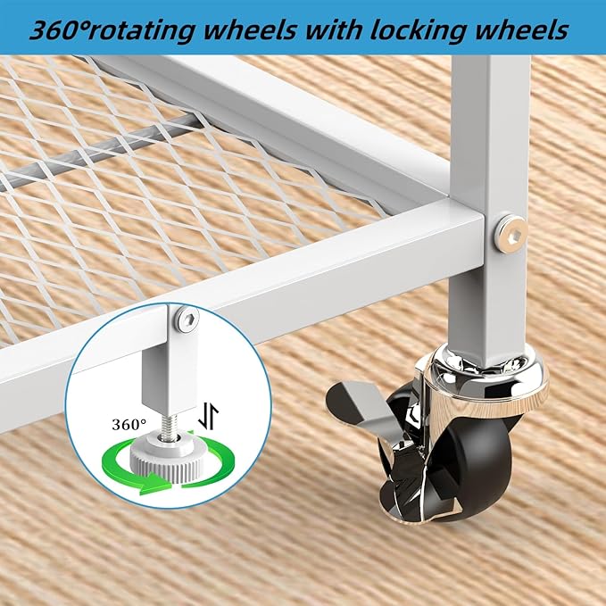 Computer Tower Stand, Adjustable PC Tower Stand CPU Holder Cart with Charge Station and USB Charging Port, 2 Tier Printer Stand with Wood Storage Drawer for Home Office Fax, White