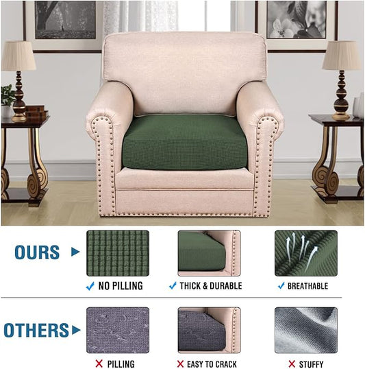 H.VERSAILTEX Stretch Couch Cushion Covers Individual Seat Sofa Chair Slipcovers Cushion Protector Cover Featuring Jacquard Textured Twill Fabric(1 Cushion Chair Cover, Bronze Green)