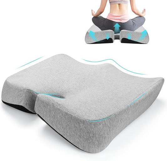 REDOFF®Extra Large Memory Seat Cushion 21.5 * 17.7 * 4inches– Cushion Pillow for Back Support Non-Slip Seat Pad for Office Desk, Car Seat, Wheelchair, Sciatica (Gray)