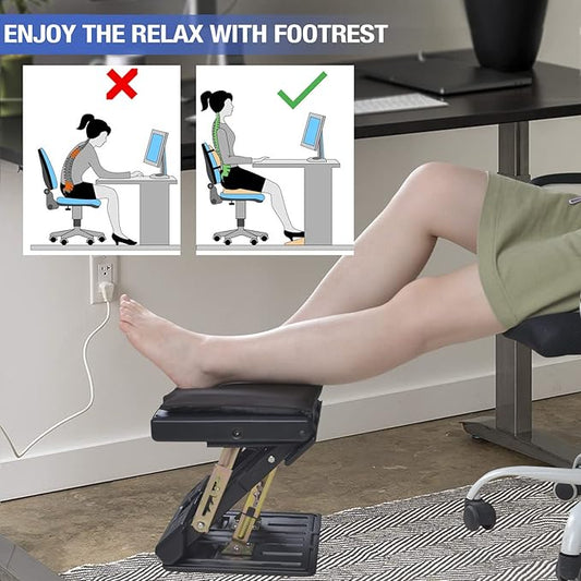 Foot Rest for Under Desk at Work 4-Level Height Adjustable, Ergonomic Foldable Footrest for Office, Gaming,Computer, Soft & Removable Pad Desk Foot Stool Suitable for All Seasons(Brown)